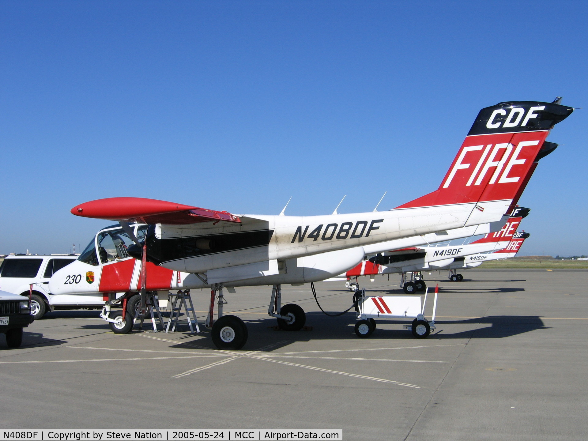 N408DF, North American Rockwell OV-10D Bronco C/N 305-90, CDF OV-10A lead plane #230 on CDF ramp at McClellan AFB, CA