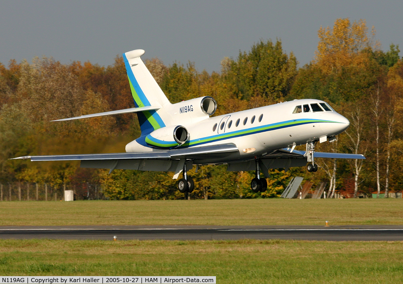 N119AG, 2000 Dassault Falcon 50EX C/N 297, final on runway 15