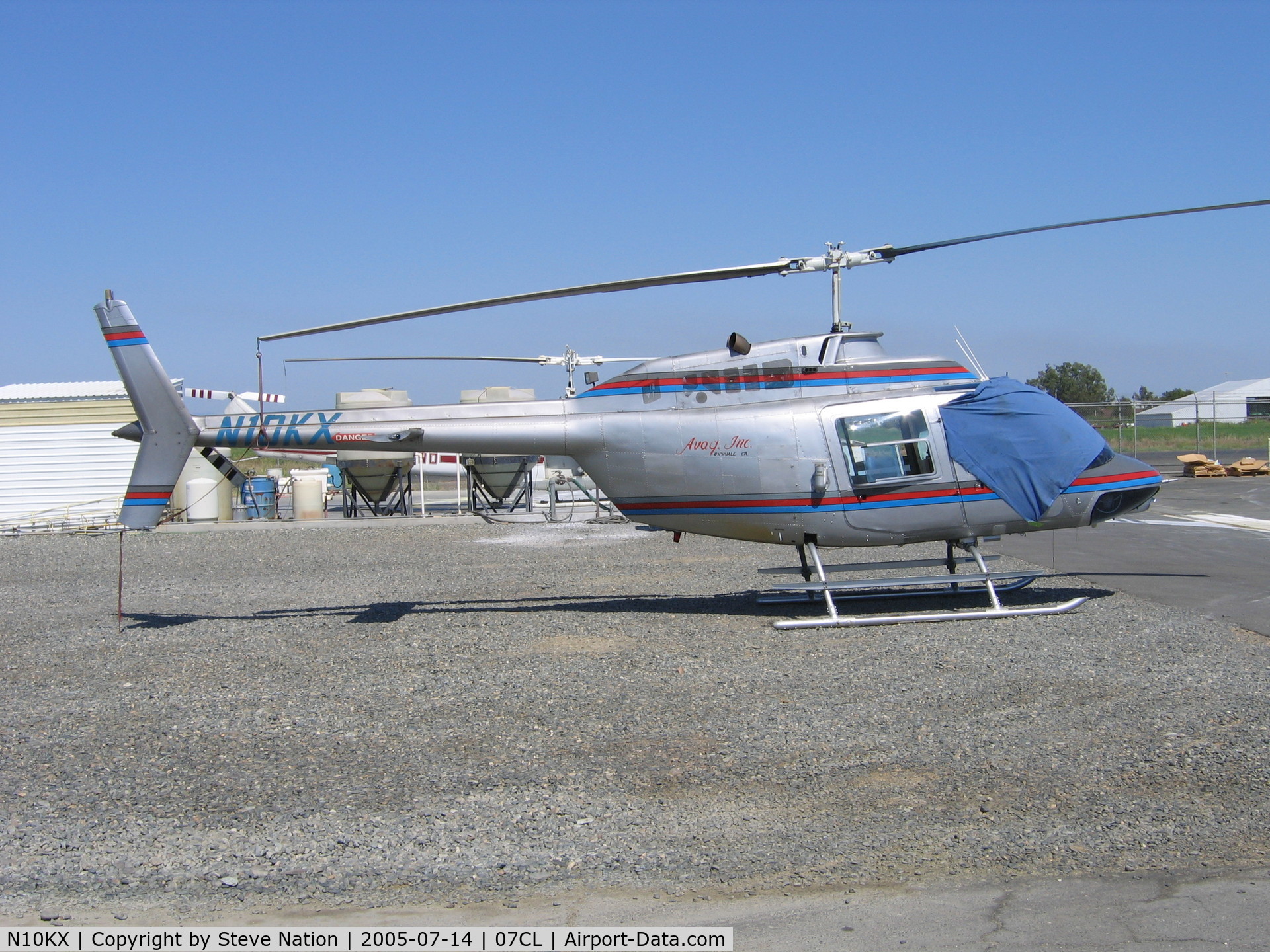 N10KX, 1975 Bell 206B JetRanger II C/N 1628, Av Ag Inc. 1975 Bell 206B powerline patrol helo at their Richvale, CA base