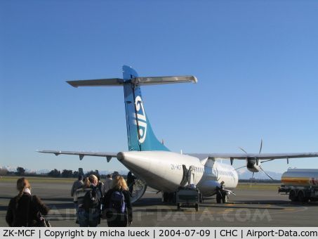 ZK-MCF, 1999 ATR 72-212A C/N 600, Boarding ATR 72-500 at Christchurch for the 55 minute ride to Dunedin