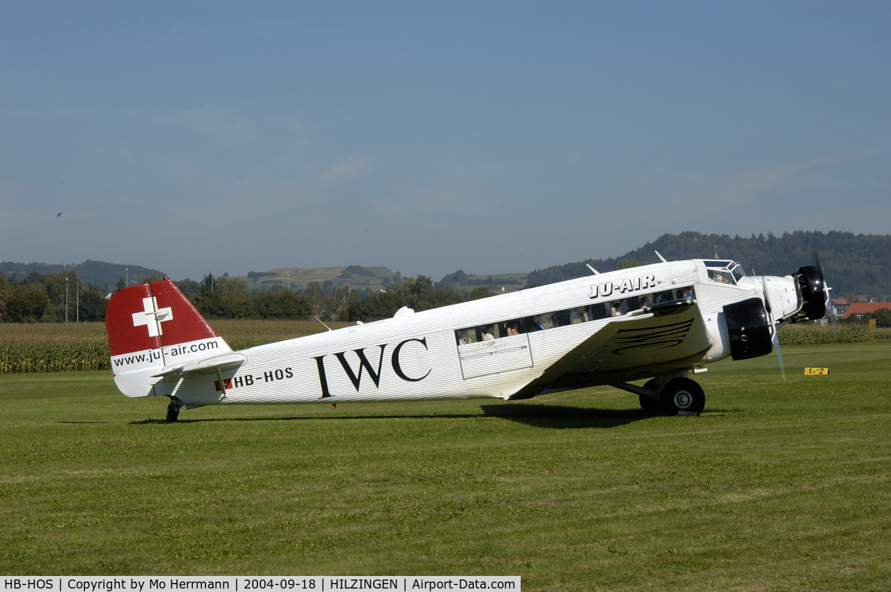 HB-HOS, 1939 Junkers Ju-52/3m g4e C/N 6580, Ju-Air Junkers Ju-52, with special stickers, at Hilzingen/Germany