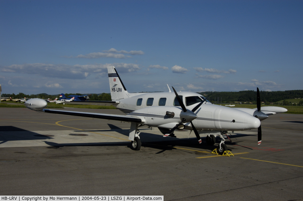 HB-LRV, 1977 Piper PA-31T-620 Cheyenne II C/N 31T-7820017, private airplane at Grenchen, Switzerland
