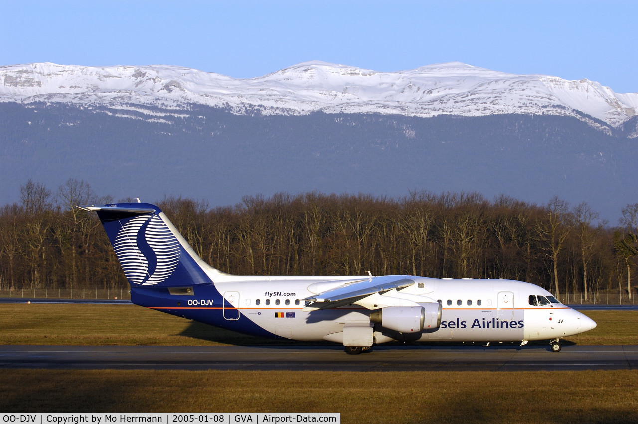 OO-DJV, 1996 British Aerospace Avro 146-RJ85 C/N E.2295, SN Brussels RJ85 at Geneva