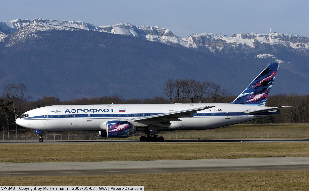 VP-BAU, Boeing 777-2Q8/ER C/N 27608, Aeroflot B777 at Geneva