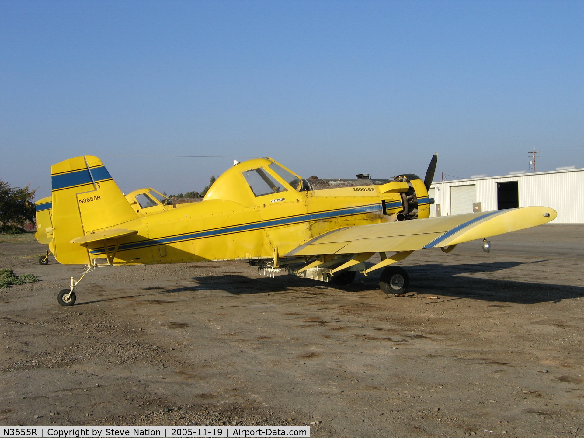 N3655R, 1980 Air Tractor Inc AT-301 C/N 301-0296, three-quarters tail shot of Spain Air 1980 Air Tractor AT-301 rigged for dusting near South Dos Palos, CA (Fleet #5)