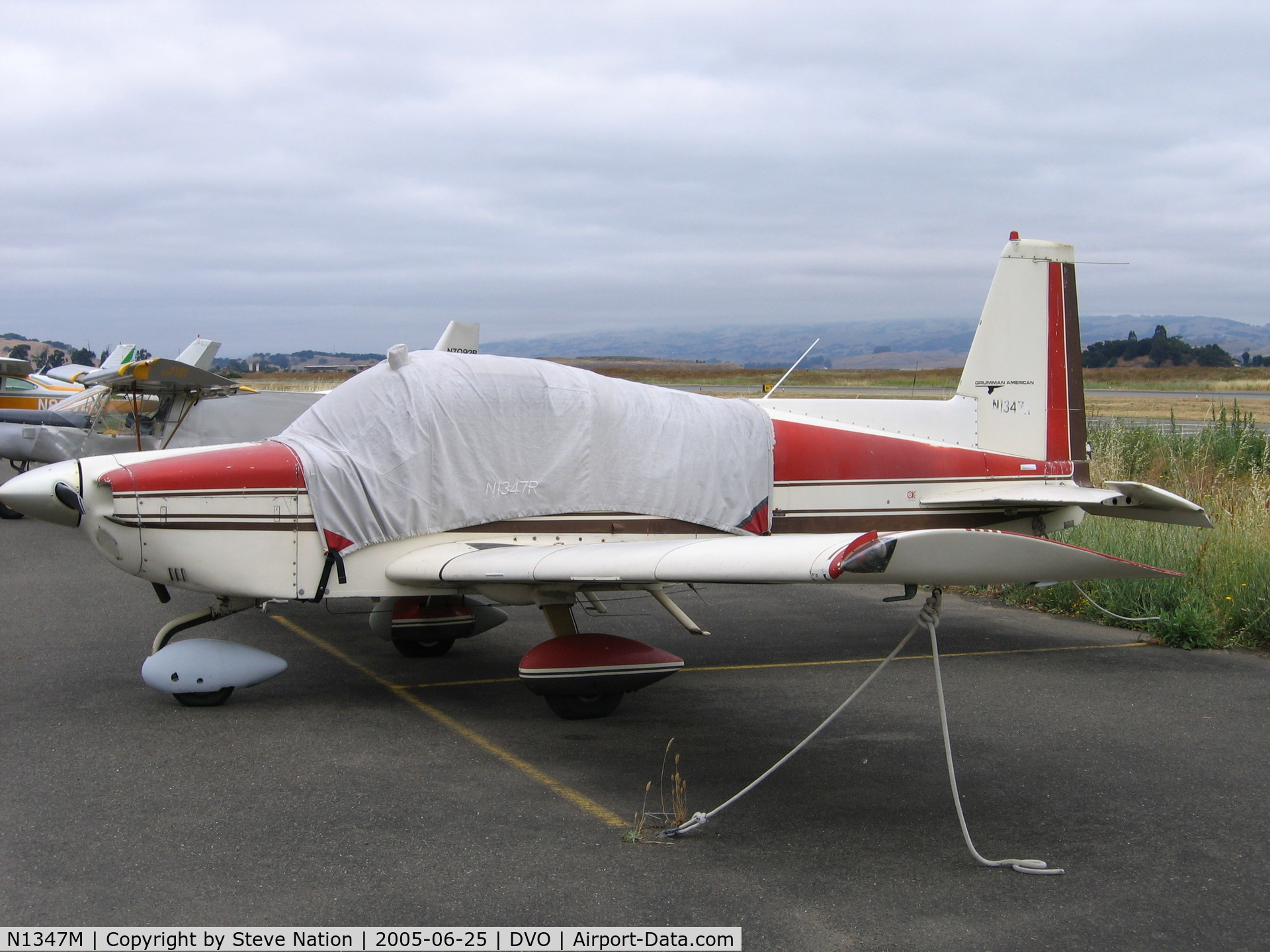 N1347M, 1975 Cessna 182P Skylane C/N 18264291, 1975 Grumman American AA-5 at Gnoss Field, CA
