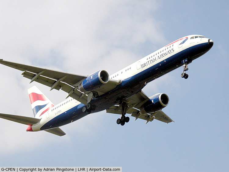 G-CPEN, 1997 Boeing 757-236 C/N 28666, British Airways Boeing 757-200 landing at London (Heathrow) Airport.