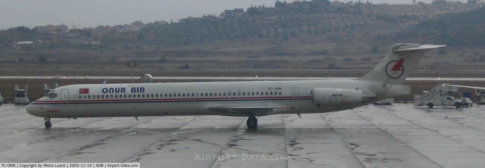 TC-ONN, 1997 McDonnell Douglas MD 88 C/N 53547, Onur Air just arrived in rainy Izmir