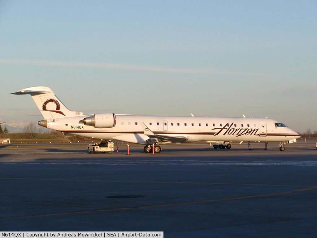 N614QX, 2002 Bombardier CRJ-701 (CL-600-2C10) Regional Jet C/N 10049, Horizon CRJ-700 at Seattle-Tacoma International Airport.