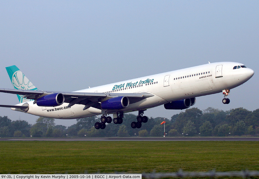 9Y-JIL, 1993 Airbus A340-311 C/N 016, Just about to touch down on 06R