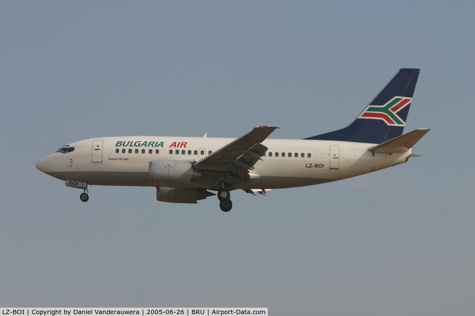 LZ-BOI, 1991 Boeing 737-530 C/N 25311, with national colours on tail