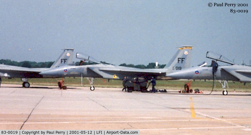 83-0019, 1983 McDonnell Douglas F-15C Eagle C/N 0866/C279, Prior to the day's activities, she sits flanked by her sister ships