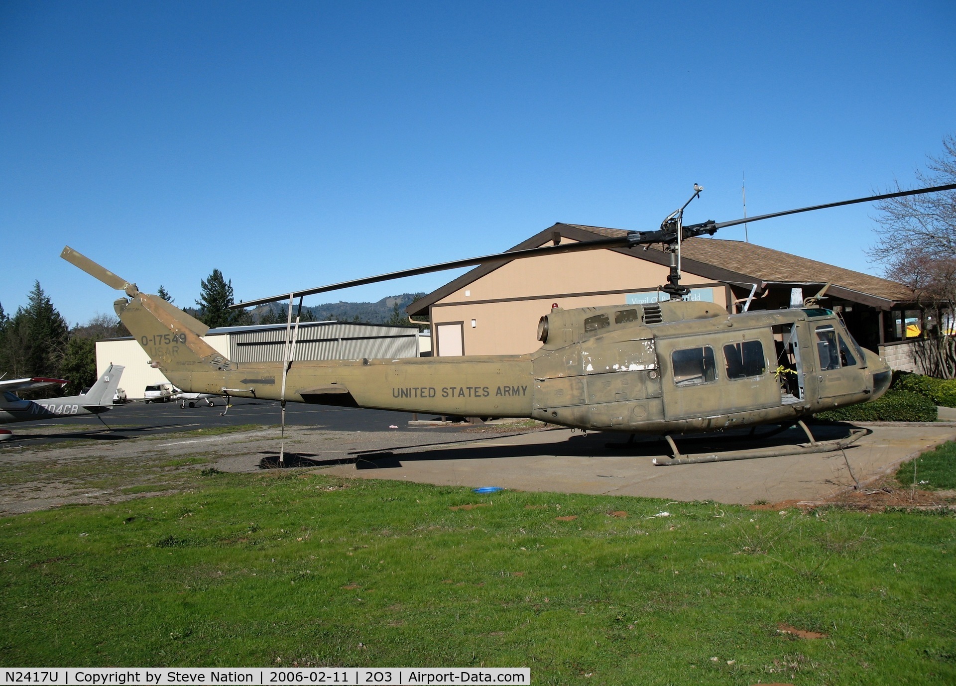N2417U, Bell UH-1H Iroquois C/N 017549, Pacific Union College UH-1H USAR 0-17549 (not carrying N #) at Parrett Field (Angwin), CA