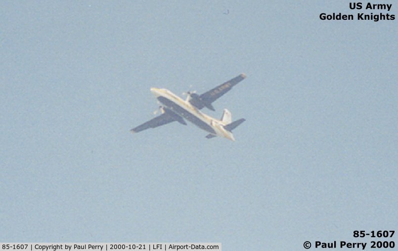 85-1607, 1983 Fokker C-31A (F27-400M) Troopship C/N 10653, C-31 used by the Golden Knights, getting to altitude