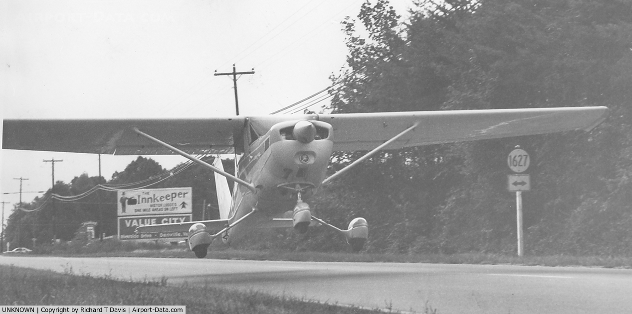 UNKNOWN, Miscellaneous Various C/N unknown, 1985 Plane ran out of fuel and landed and took off  West of Danville Va.on Rt58 in front of the Innkeeper Corporate offices.