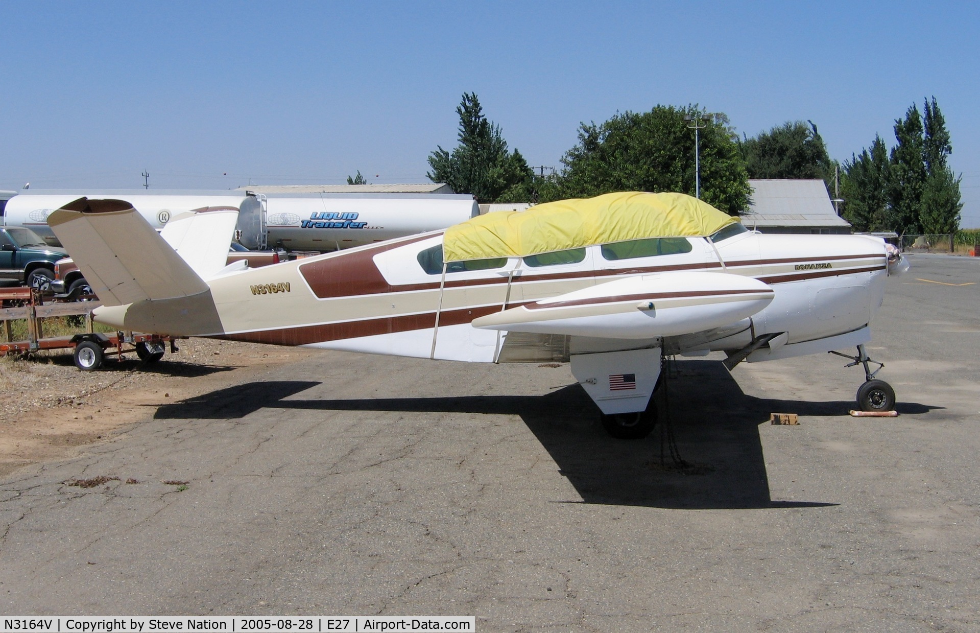 N3164V, 1947 Beech 35 Bonanza C/N D-595, Rhino Traks 1947 Beech 35 at Elk Grove, CA