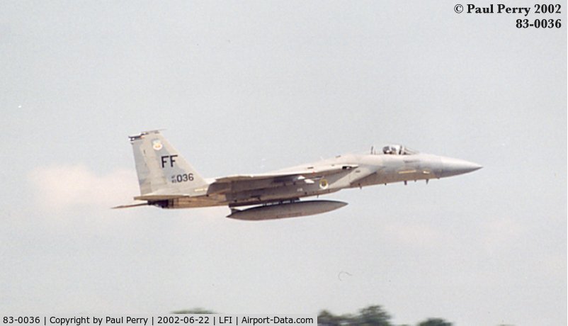 83-0036, 1983 McDonnell Douglas F-15C Eagle C/N 0892/C296, One of the resident Eagles gets gone, with the 600 gallon tank aboard