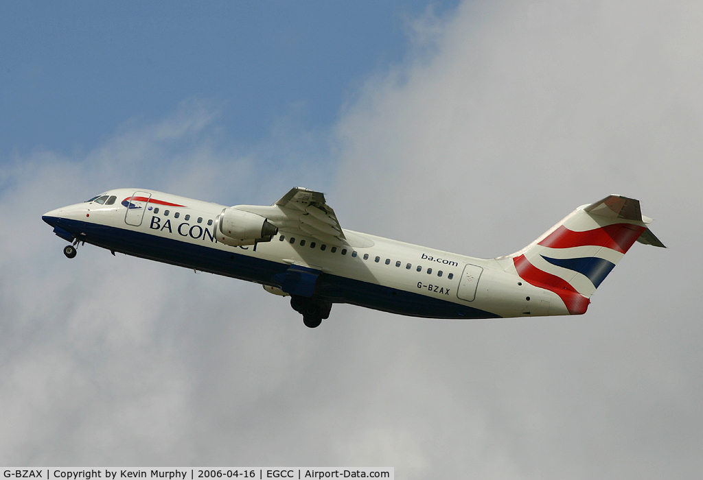 G-BZAX, 1999 British Aerospace Avro 146-RJ100 C/N E3356, BA's 'Connect' livered RJ.