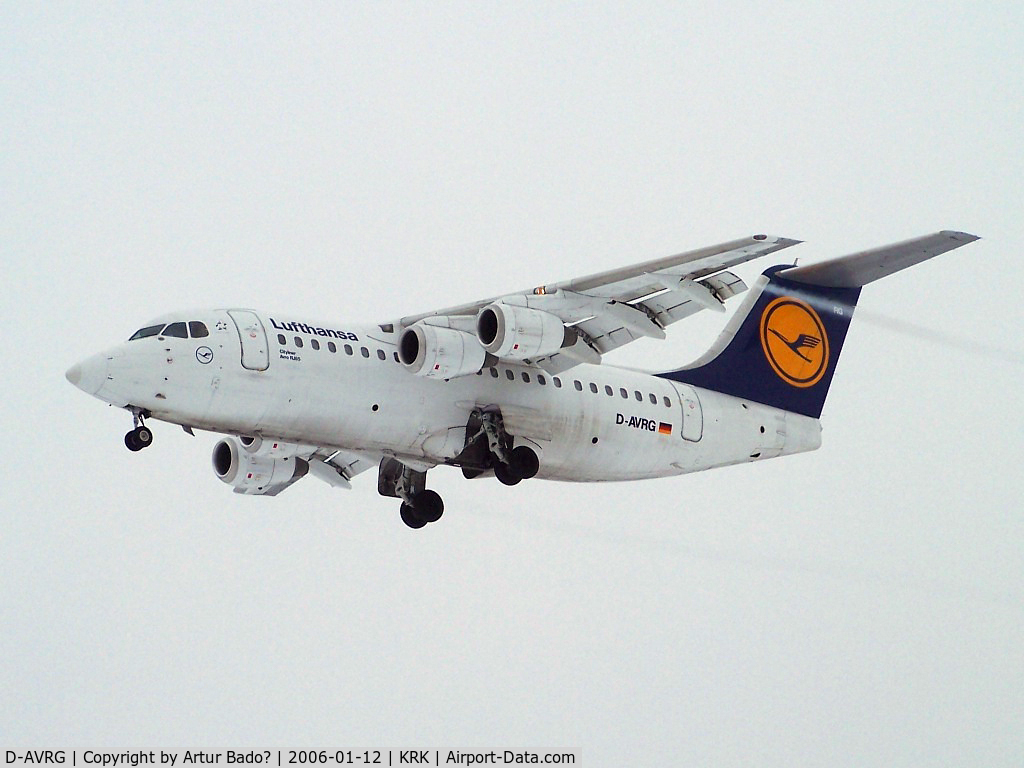 D-AVRG, 1995 British Aerospace Avro 146-RJ85 C/N E.2266, Lufthansa- landing on rwy 25