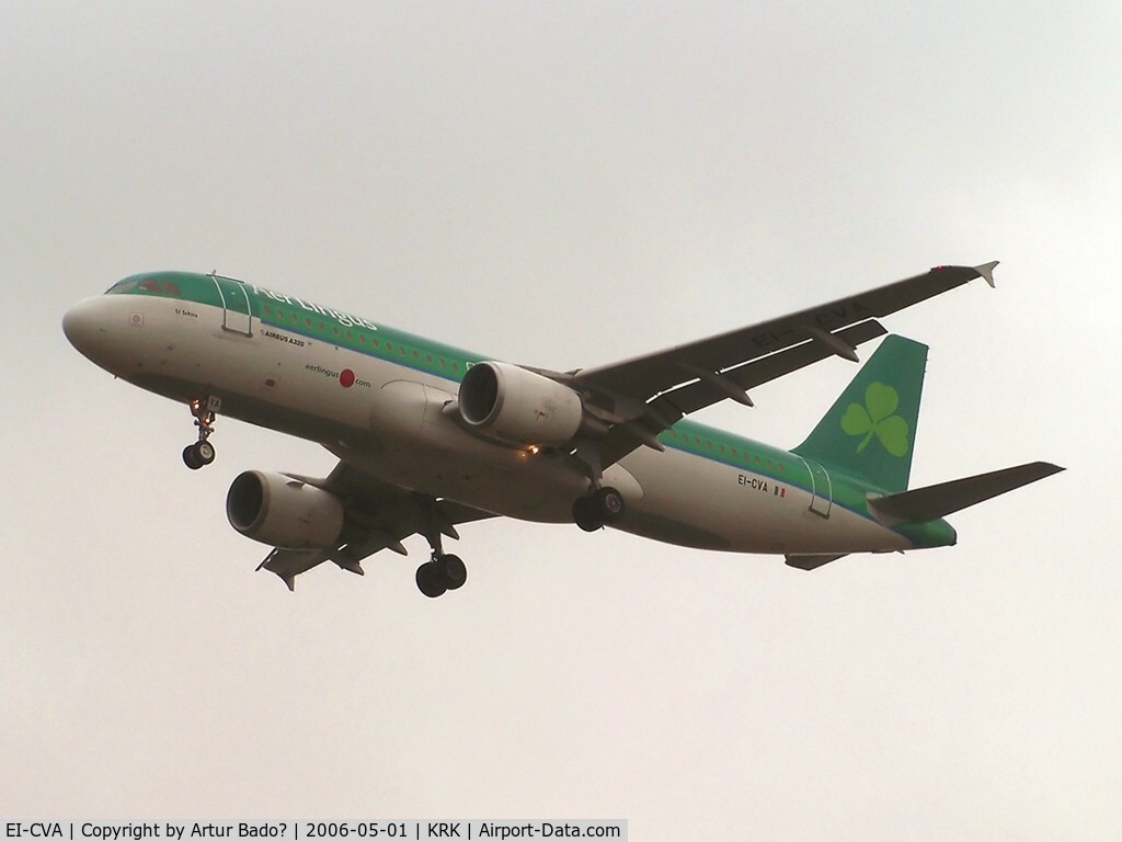 EI-CVA, 2000 Airbus A320-214 C/N 1242, landing on rw 25 - Aer Lingus Airbus A320