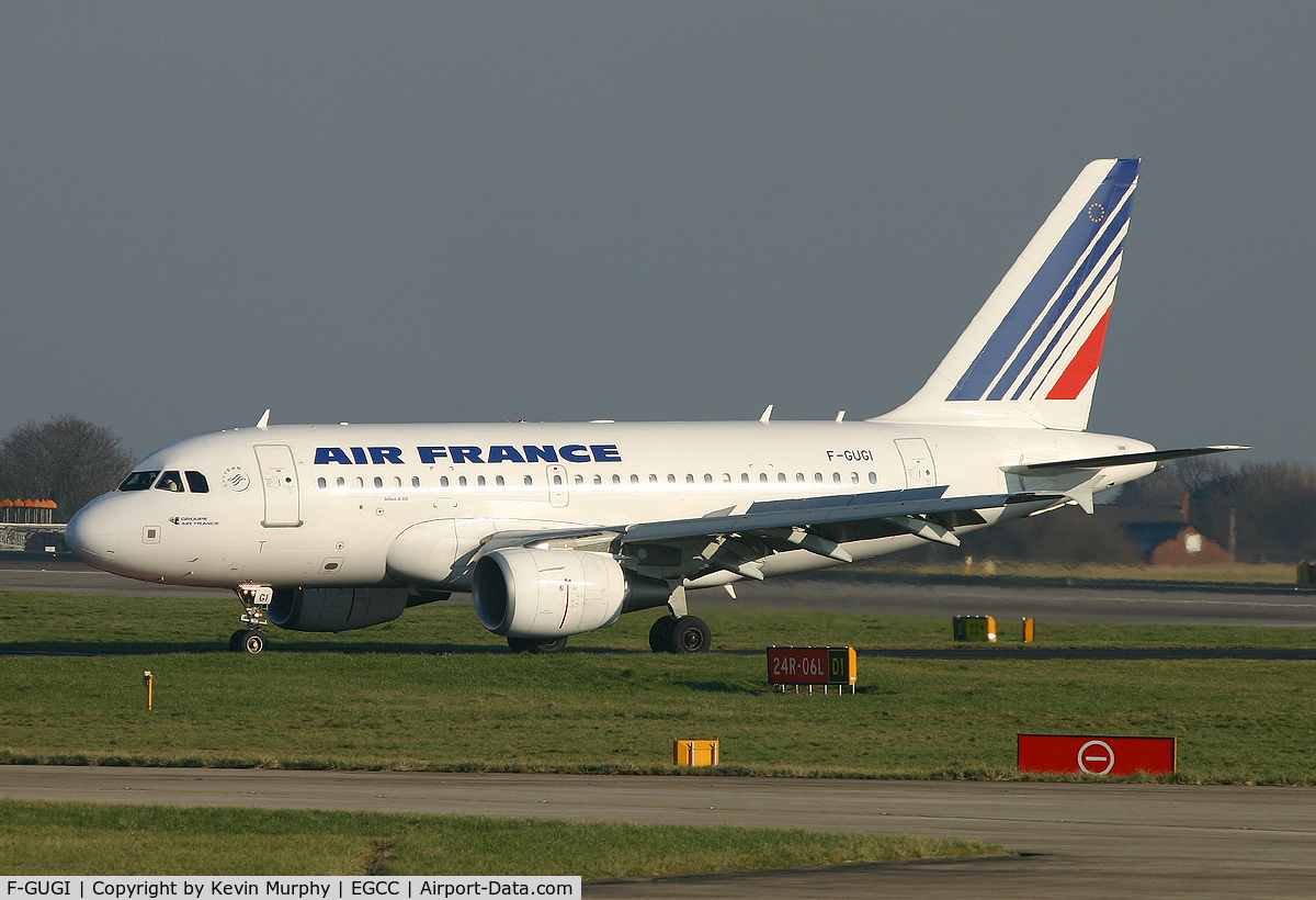 F-GUGI, 2004 Airbus A318-111 C/N 2350, Air France baby bus arriving at MAN.
