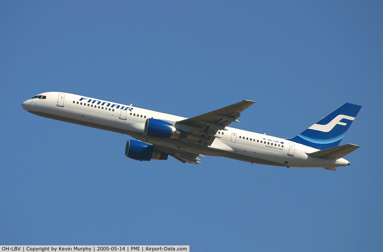 OH-LBV, 2002 Boeing 757-2Q8 C/N 30046, Finnair screaming out of Palma, Mallorca.