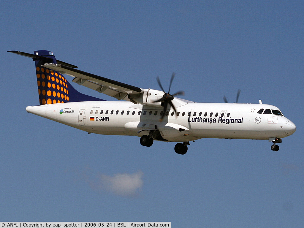 D-ANFI, 2001 ATR 72-212A (500) C/N 662, landing on runway 16 as LH3818 from FRA