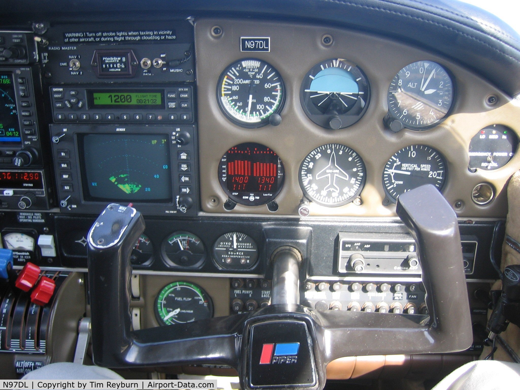 N97DL, 1980 Piper PA-34-200T Seneca II C/N 34-8070207, Co Pilot View