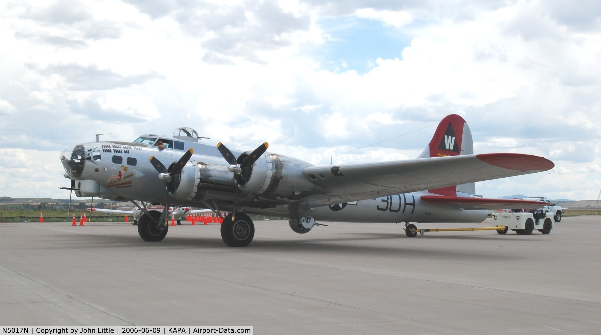 N5017N, 1944 Lockheed/Vega (Boeing) B-17G-105-VE Flying Fortress C/N 8649, B-17 Towed to Hanger for 40's Dance Party - Centennial