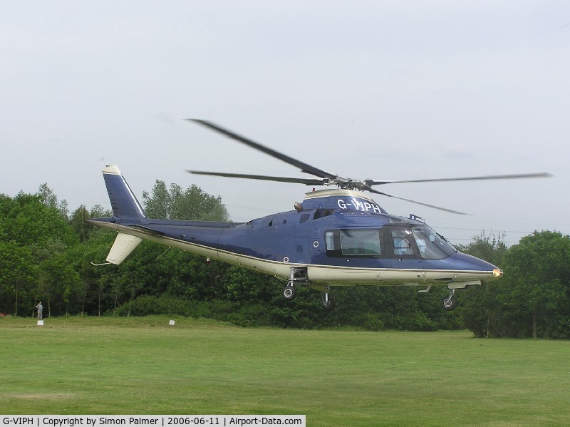 G-VIPH, 1991 Agusta A-109C C/N 7643, Agusta A109 taking off from a hotel near Northampton
