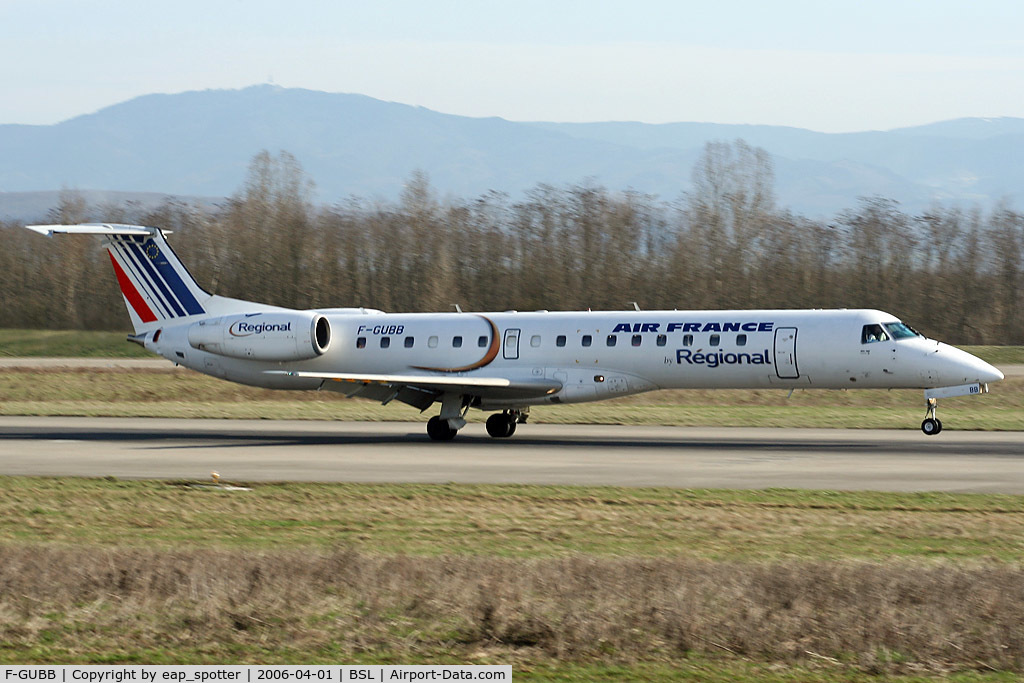 F-GUBB, 2001 Embraer EMB-145MP (ERJ-145MP) C/N 145419, Landing on runway 16 coming from LYS