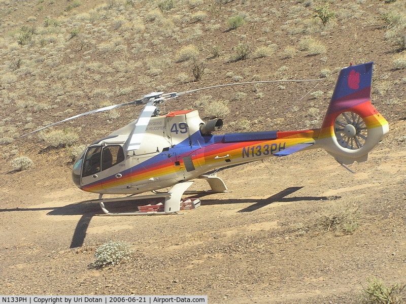 N133PH, Eurocopter EC-130B-4 (AS-350B-4) C/N 3939, operated by Papillon grand canyon helicopters. Picture was taken at the bottom of the grand canyon.