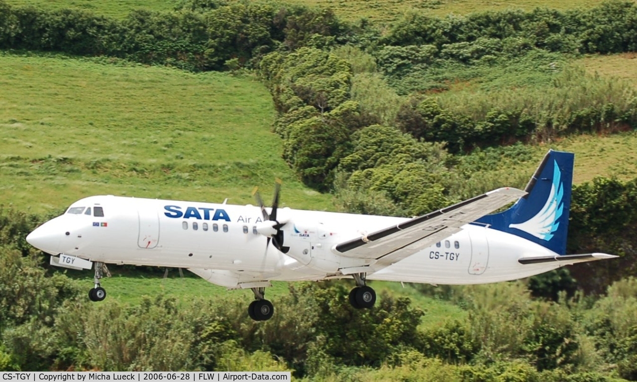 CS-TGY, 1992 British Aerospace ATP C/N 2049, Climbing out of Santa Cruz on Flores/Azores