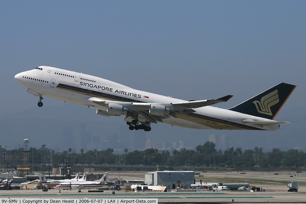 9V-SMV, 1993 Boeing 747-412 C/N 27069, Singapore Airlines 9V-SMV (FLT SIA11) climbing out from RWY 25R enroute to Narita Int'l (RJAA).