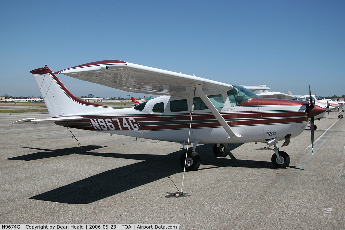 N9674G, 1972 Cessna TU206F Turbo Stationair C/N U20601874, 1972 Cessna TU206F N9674G parked on the ramp at Torrance Municipal Airport (KTOA) - Torrance, California.