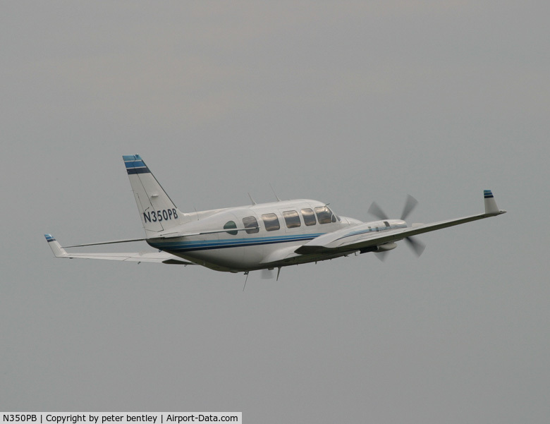 N350PB, 1982 Piper PA-31-350 Chieftain C/N 31-8252028, in flight out of Kemble 2006