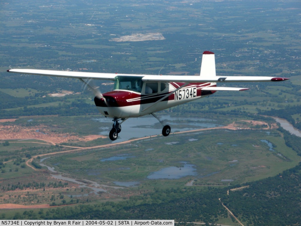 N5734E, 1959 Cessna 150 C/N 17234, Flight Over Granbury Tx