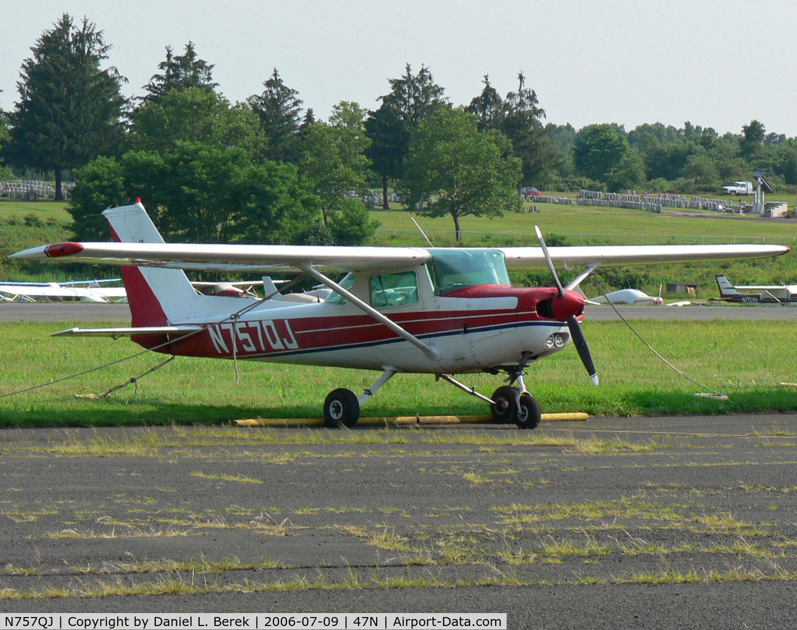 N757QJ, 1977 Cessna 152 C/N 15279917, Cute little trainer dating from 1977 is still on the job, going strong.