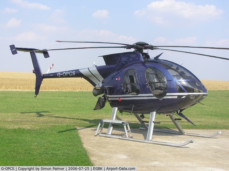 G-OPCS, 1989 McDonnell Douglas MD-500E (369E) C/N 0333E, MD500 sitting in the sun outside Skytech at Sywell