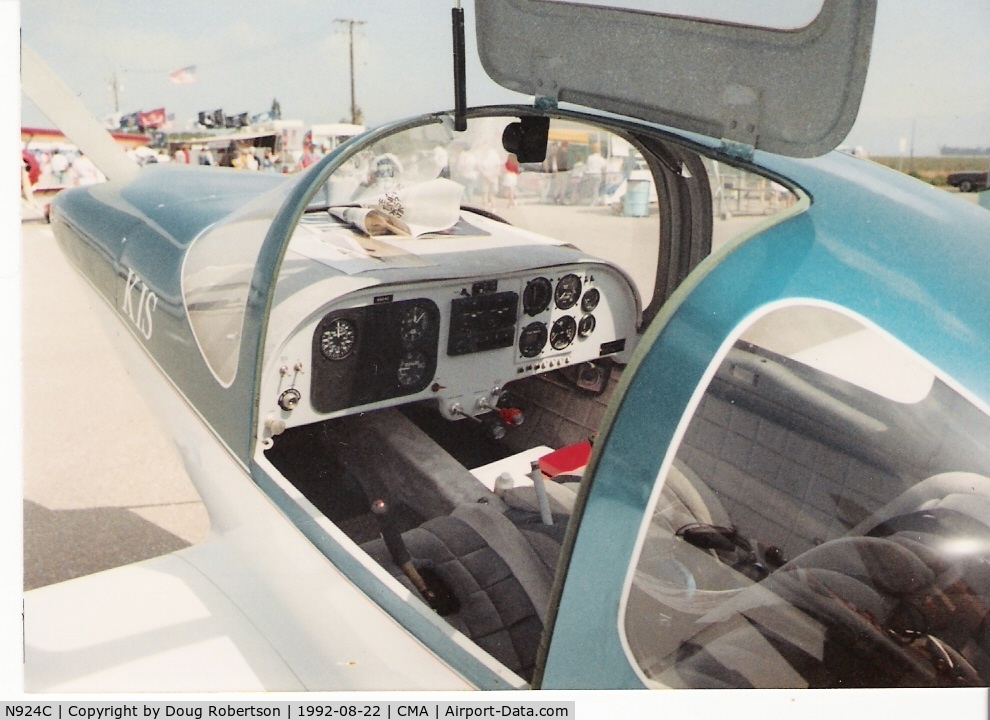 N924C, 1992 Tri-R KIS TR-1 C/N 002, 1992 Harrison Tri-R KIS 1 (Keep It Simple), Lycoming O-235-C1B 118 Hp, panel instruments, Rich Trickel KIS design. Design later marketed by Pulsar as Pulsar Sport 150. Four place versions Pulsar Cruiser and Super Cruiser.