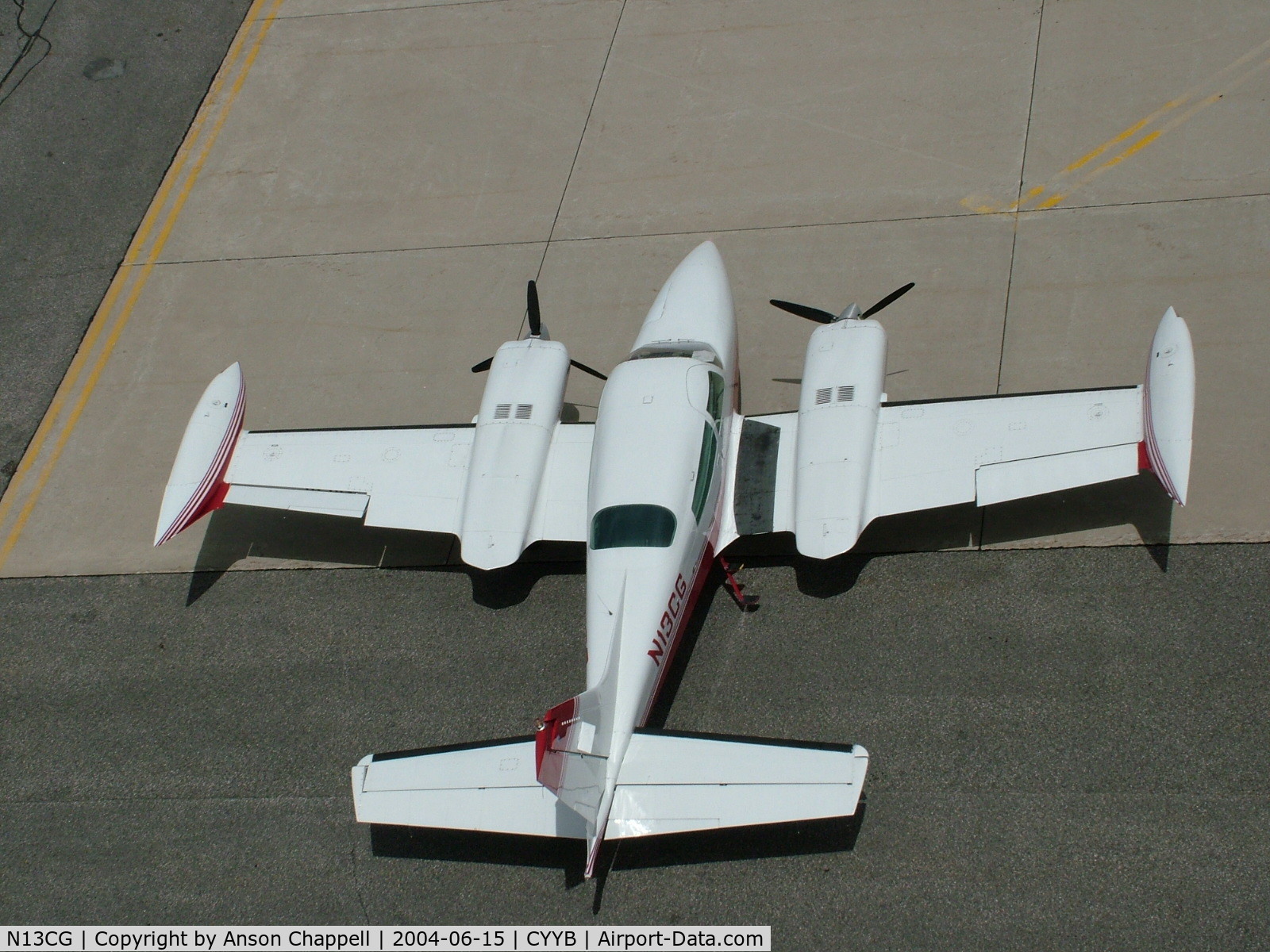 N13CG, 1974 Cessna 310R C/N 310R0115, Taken from atop the tower in North Bay, Ontario