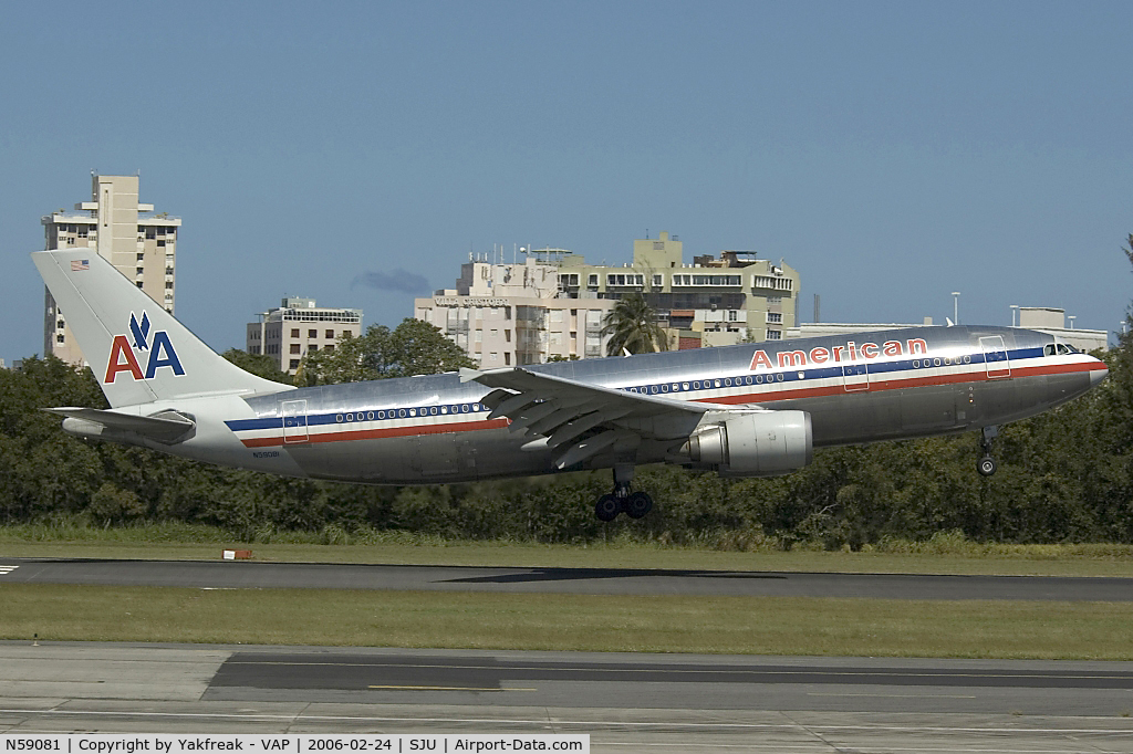 N59081, 1992 Airbus A300B4-605R C/N 639, American Airlines A300-600 landing at SJU