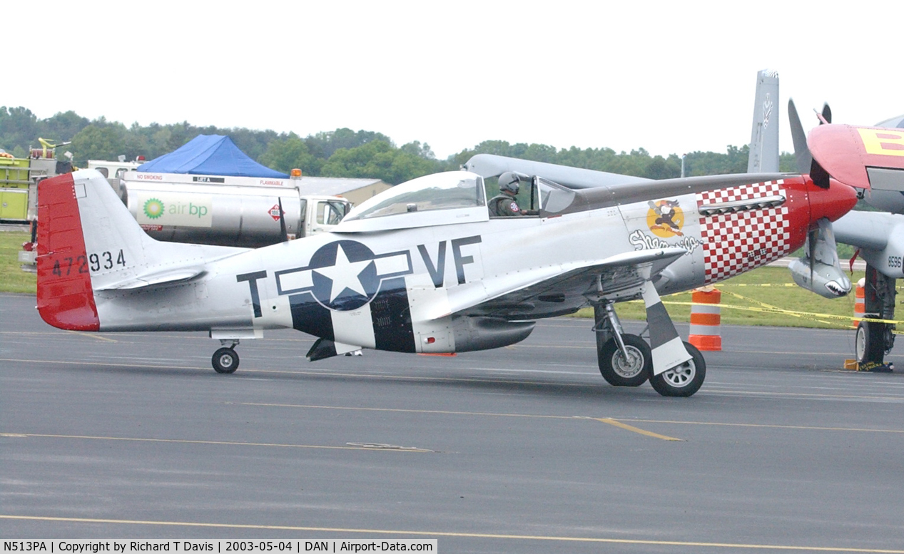 N513PA, North American P-51D Mustang C/N 122-39393 (44-72934), XB-HVL VF-T  P-51 Mustang Shangri-La in Danville Va.