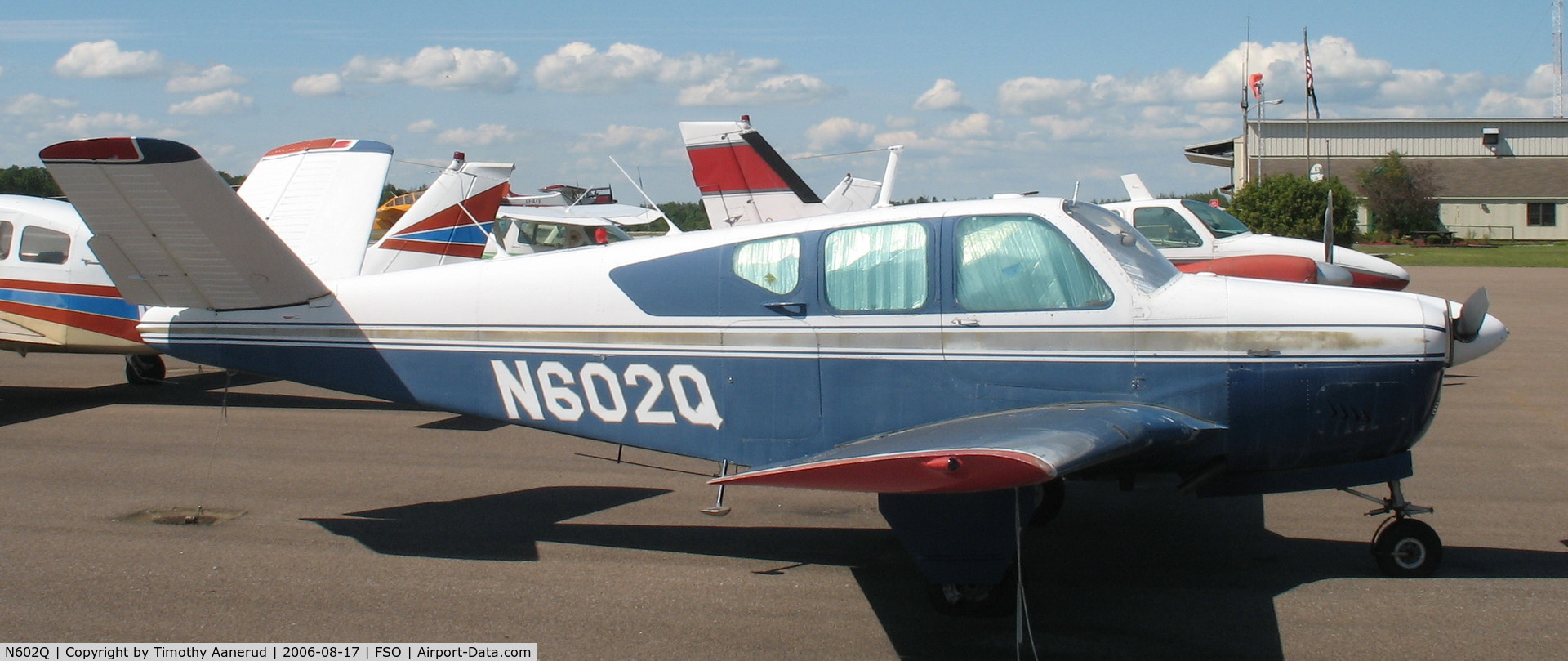 N602Q, 1959 Beech K35 Bonanza C/N D-5825, Tied down at the Franklin County State Airport, Highgate, VT