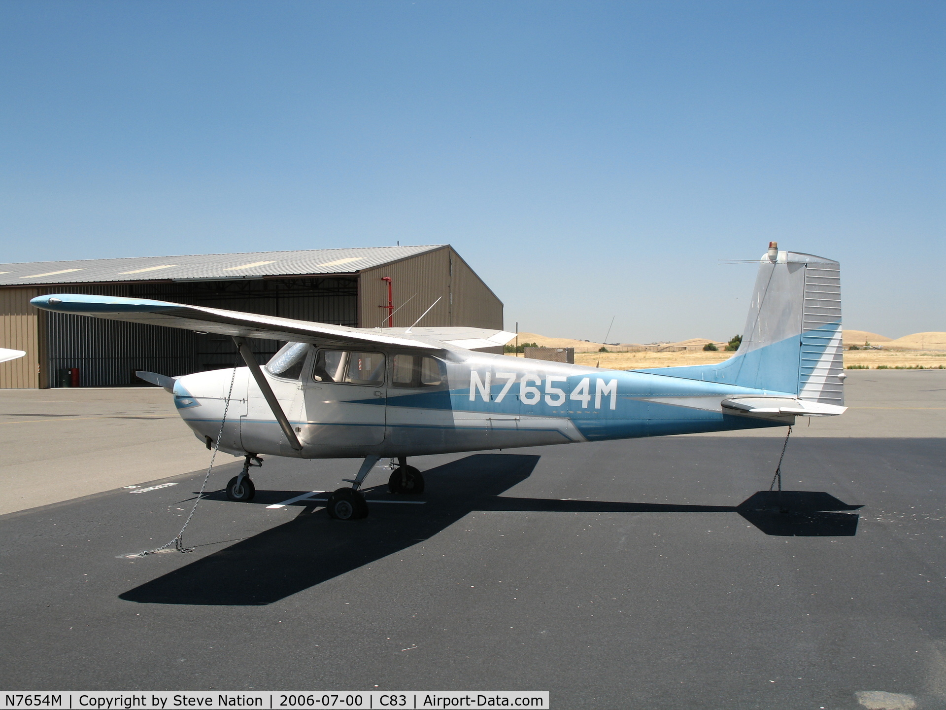 N7654M, 1959 Cessna 175 Skylark C/N 55954, Straight-tailed 1959 Cessna 175 visiting from Lewiston, ID @ Byron Airport (Contra Costa County), CA