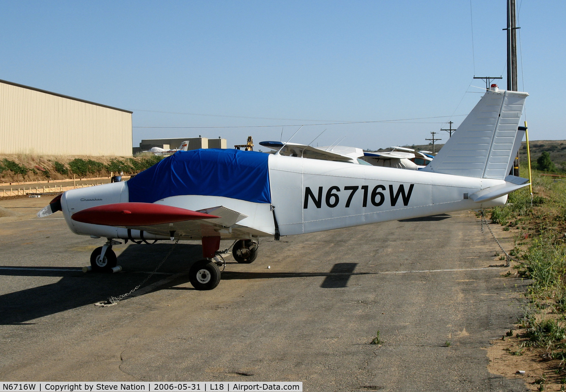 N6716W, 1965 Piper PA-28-140 C/N 28-20829, 1965 Piper PA-28-140 with cover @ Fallbrook Community Airpark Airport (!), CA