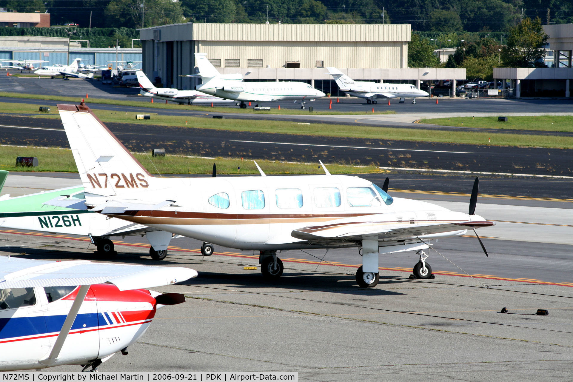 N72MS, 1971 Piper PA-31-310 Navajo C/N 31-755, Tied down @ Epps with other aircraft