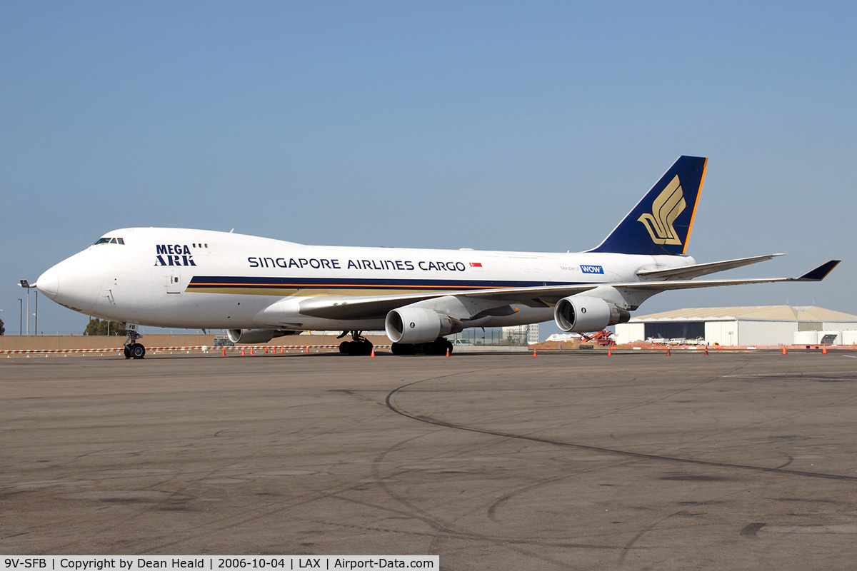 9V-SFB, 1994 Boeing 747-412F/SCD C/N 26561, Singapore Airlines Cargo 9V-SFB parked on the ramp at LAX.