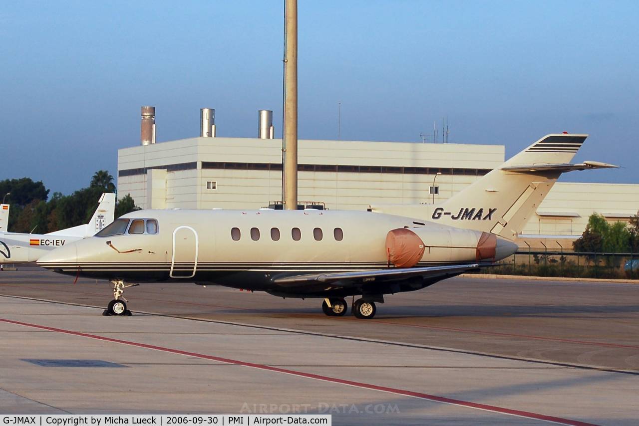 G-JMAX, 1999 Raytheon Hawker 800XP C/N 258456, Parked at an outer position at Palma de Mallorca