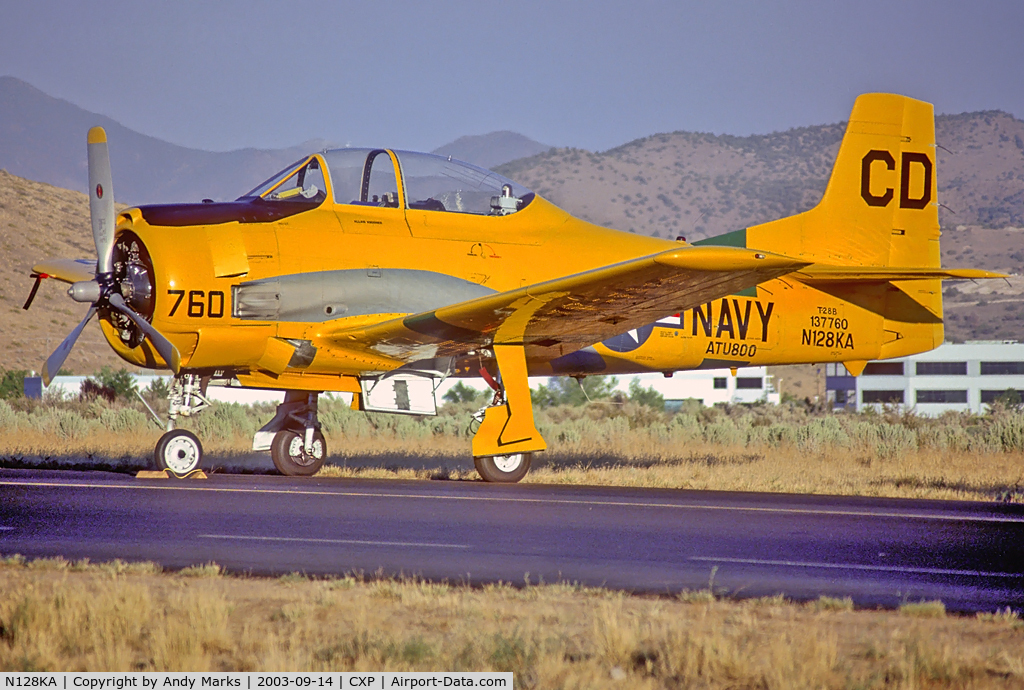 N128KA, 1958 North American T-28B Trojan C/N 200-123 (137760), Seen at Carson City in the evening. Scan from a slide